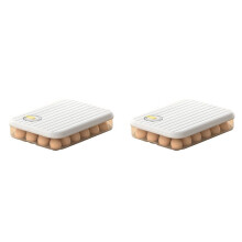 2X Egg Holder for Refrigerator Household Egg Box, Preservation Box, Transparent Plastic Storage Box, Egg Box White