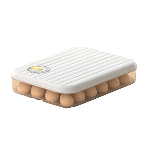 2X Egg Holder for Refrigerator Household Egg Box, Preservation Box, Transparent Plastic Storage Box, Egg Box White 1