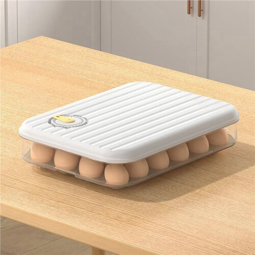 2X Egg Holder for Refrigerator Household Egg Box, Preservation Box, Transparent Plastic Storage Box, Egg Box White 2