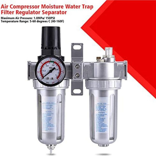 2X Lufttrycksregulator, Luftkompressorfilterregulator, SFC300 3/8 Fuktfällningsrengöringsseparator 2