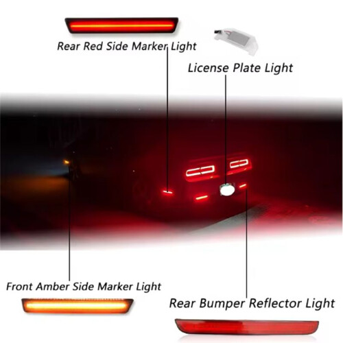 For  Challenger 2015-2022 Lens LED Side  Lamp Amber Front Red Rear Side  Reflector Lights 2
