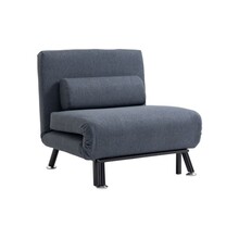 HOMCOM Linen Chair Bed, 3-in-1 Convertible Sleeper Chair with Adjustable Backrest, Pillow, for Living Room, Bedroom, Dark Grey