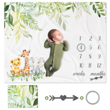 Newborn Swaddle Monthly Milestone Blanket 101x127 Cm Giraffe Pattern Large Polyester Lion
