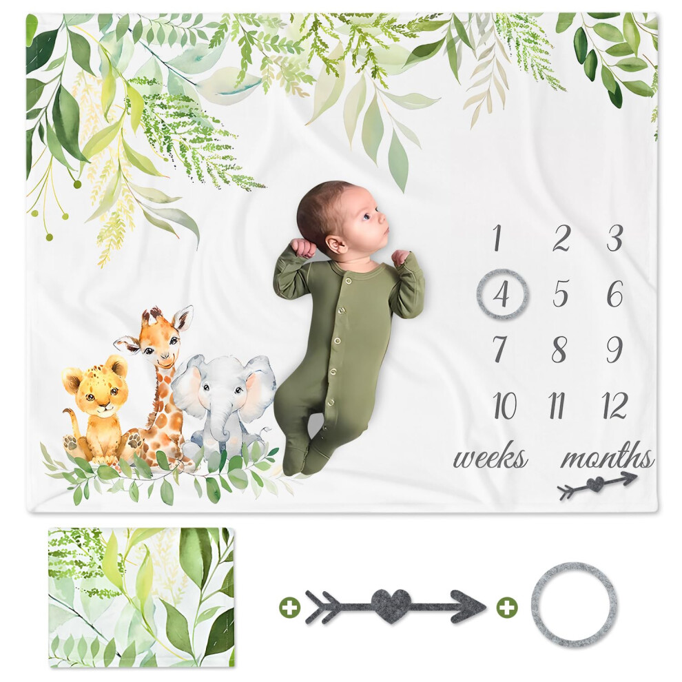 Newborn Swaddle Monthly Milestone Blanket 101x127 Cm Giraffe Pattern Large Polyester Lion