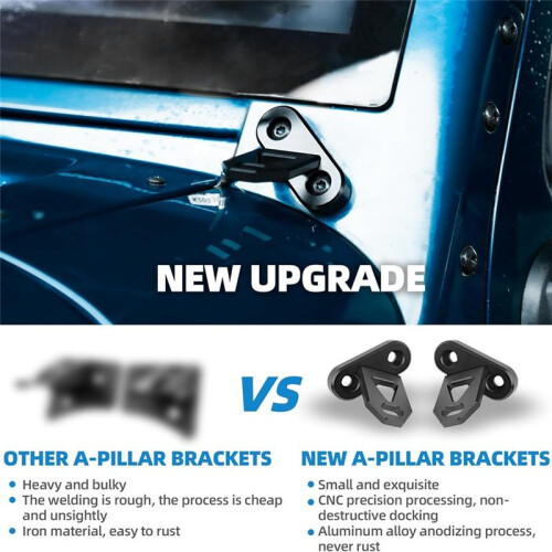 A-Pillar Windshield Hinge Mounting Ditch Light Brackets for   JK 2007-2017 Hood Cowl Mount Brackets 1