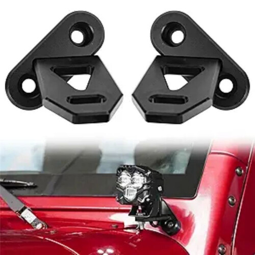 A-Pillar Windshield Hinge Mounting Ditch Light Brackets for   JK 2007-2017 Hood Cowl Mount Brackets 2