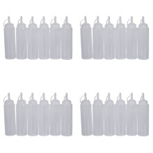 24X Clear White Plastic Squeeze Sauce Ketchup Cruet Oil Bottles 8oZ