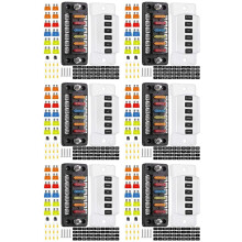 6X 6 Way Fuse Block Blade Fuse Box with Negative Bus - ATC/ATO for Boat Yacht Vehicle Auto RV Car Trailer Truck SUV