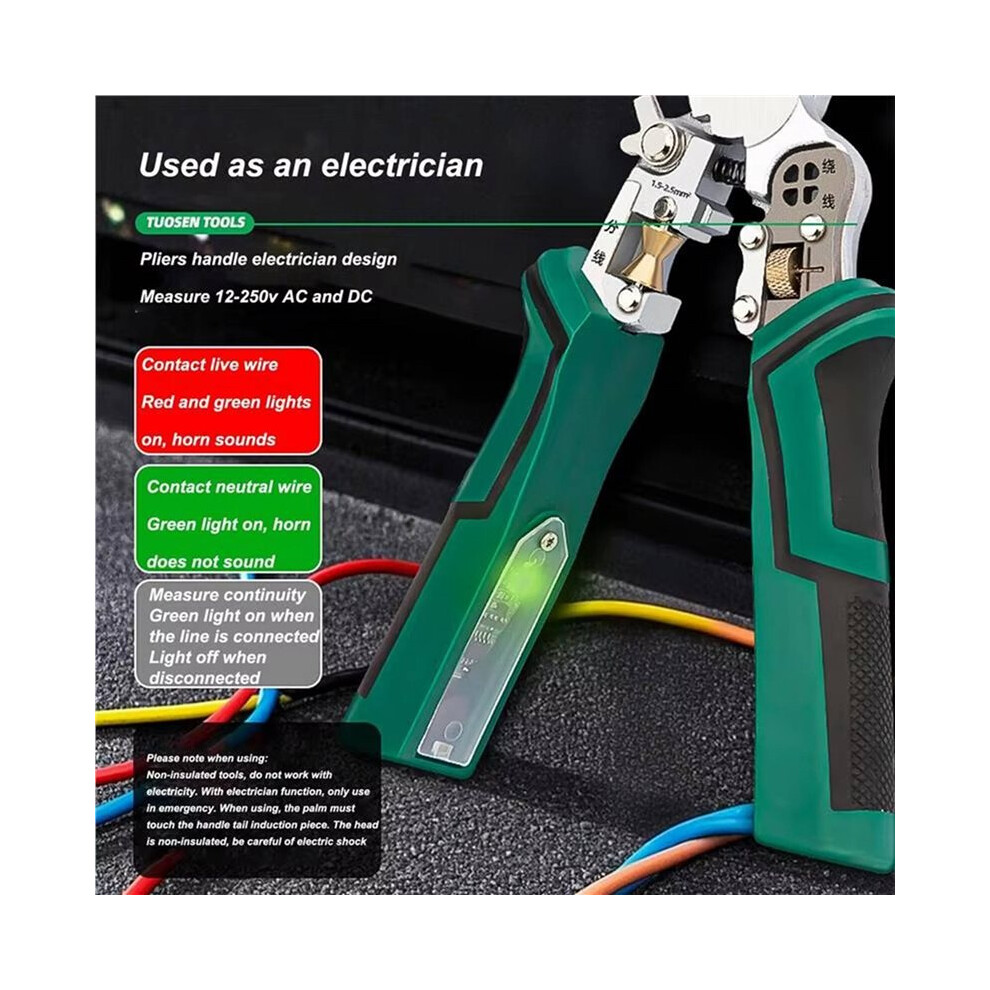 3X 10 In 1 Electrical Cable Stripper Plier Voltage Tester Scissors With Electricity Measurement Function 4713473494165