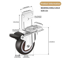 Side Mount Casters,Casters Set of 8 with Brake,L-Shape Plate Small Wheels for Furniture,Cabinet Casters,1 in(L-Shape)