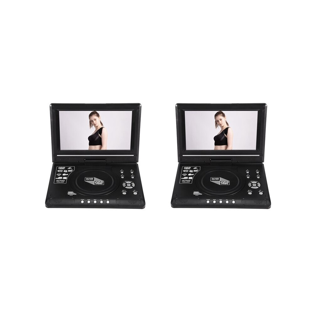 2 Set 9.8 Inch Mobile Dvd With Tv Hd Player Built-In Rechargeable Battery Support Card/Usb Port/Dvd Us Plug 4711352142152