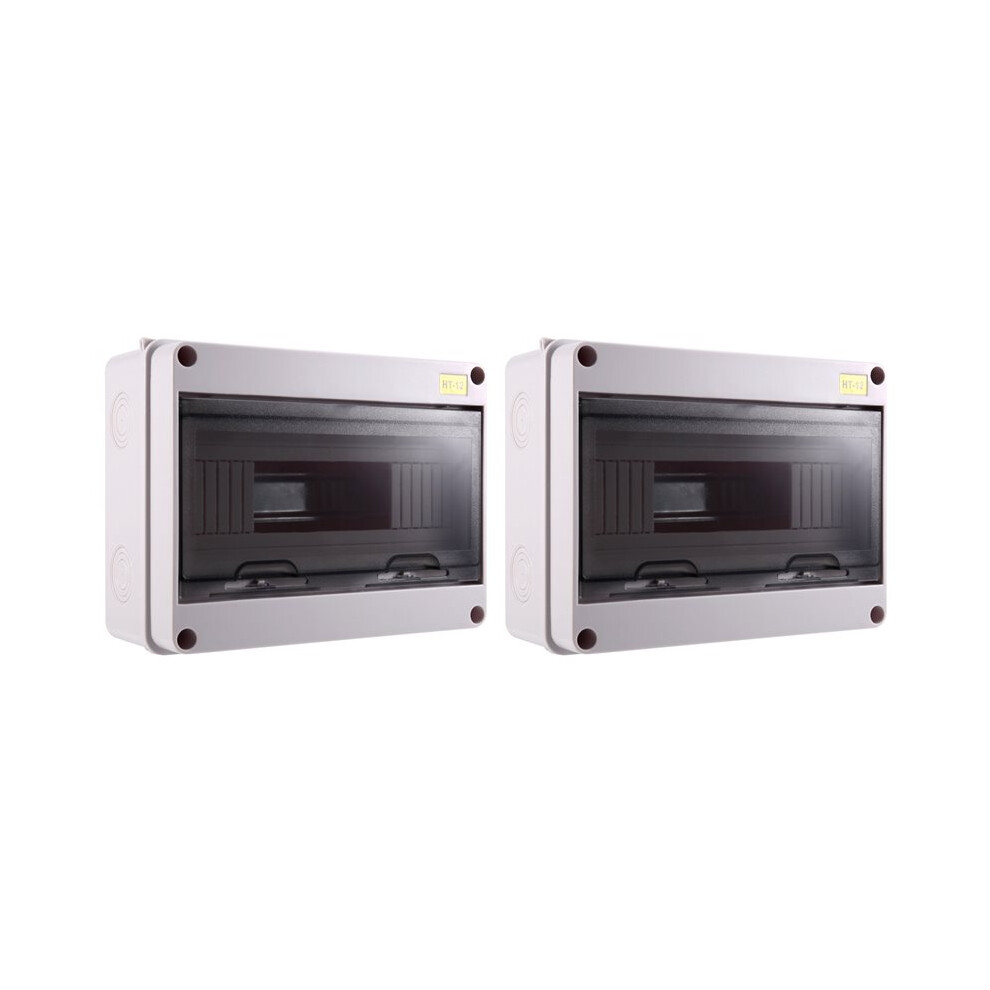 2X Ht-12 Way Ip65 Mcb Breaker Box Distribution Protection Box Abs Power Electronic Din Rail Enclosure 4712109699998