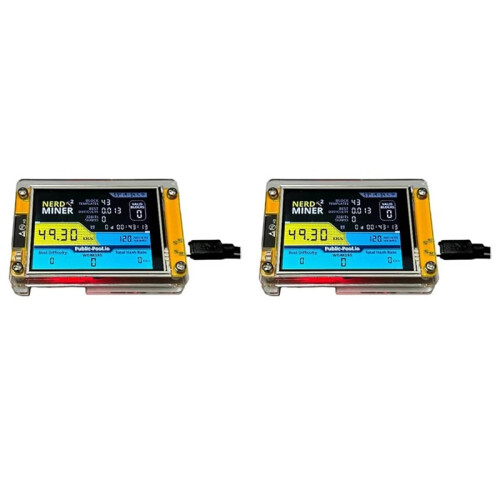 2X NerdMiner V2 2.8 Polegadas Display BTC Solo Loteria Nerd Miner Crypto Bitcoin Mining Machine