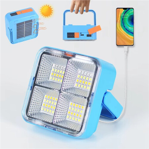 2X Rechargeable Solar LED Spotlight - USB Outdoor Floodlight, Powerful Projector Construction Lamp 2