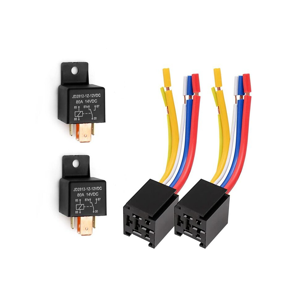 Car Relay With Harness, 5Pin 80A Relay /Off Normally Open Spdt Relay Socket Plug Jd2912-1Z-12Vdc 80A 14Vdc 4713786149004