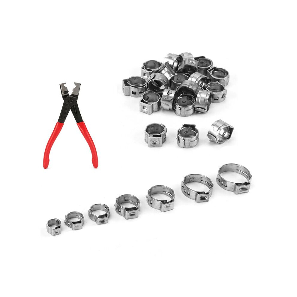 130Pcs Single Ear Stepless Hose Clamp +1Pc Hose Clip Clamp Pliers 7-21Mm Hose Clamp Cinch Clamp Rings 6033934439862