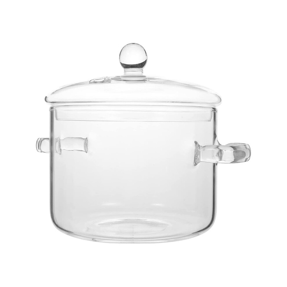 Glass Saucepan With Cover,Stovetop Cooking Pot With Lid And Handle Simmer Pot Clear Soup Pot High Borosilicate 1600Ml 4713981521087