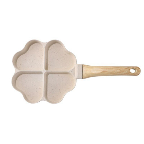 Heart Shaped Egg Pan  Egg Dumpling Pan Hamburger Steak 4 Grid Breakfast Pan, White