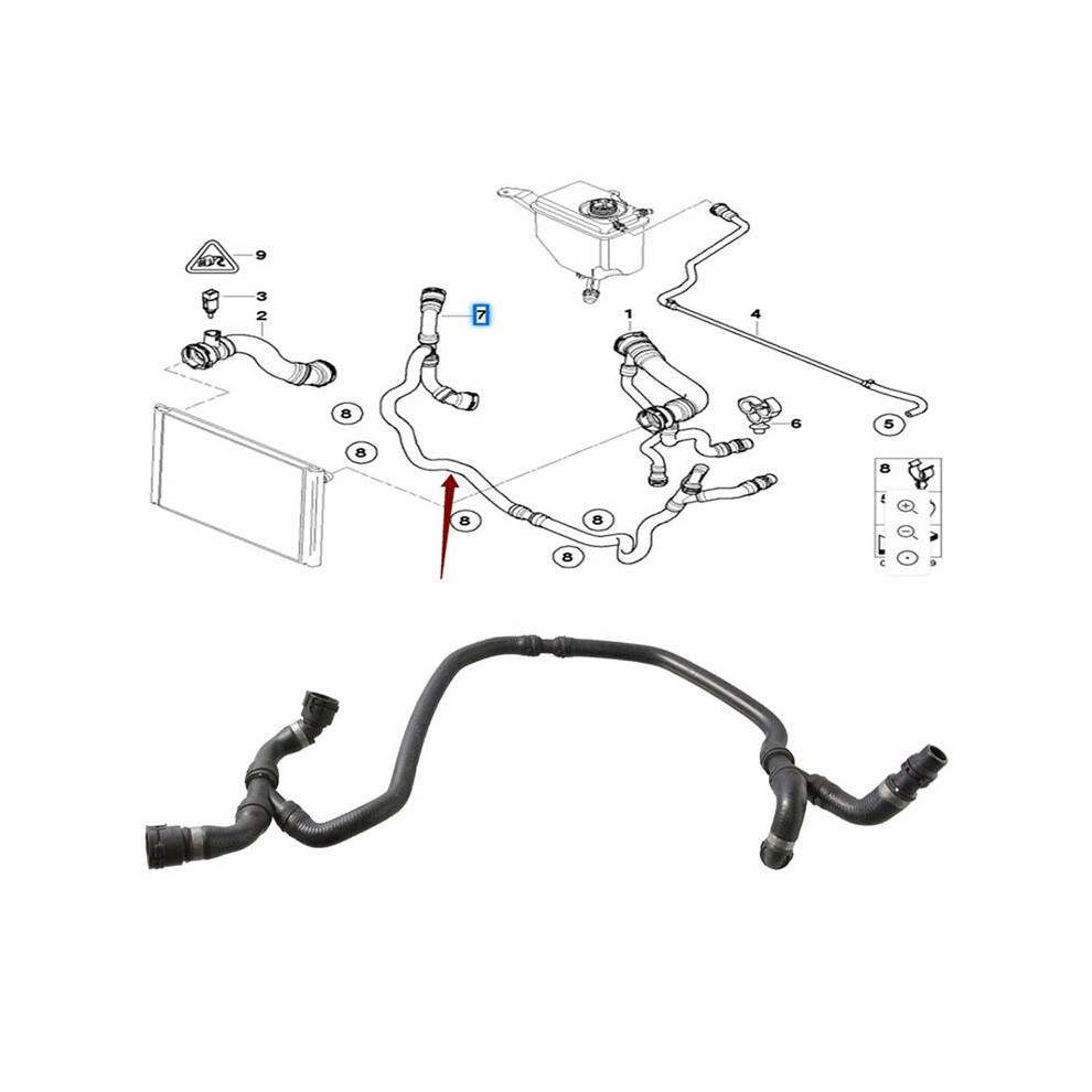 Expansion Tank Radiator Coolant Hose For 5 6 Series E60 E63 525I 530I 630I Water Tank Radiator Hose 17127542206 6031816368613