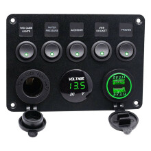 5 Gang 12V/24V Inline-Fuse Box LED Panel Dual USB Car Boat Truck
