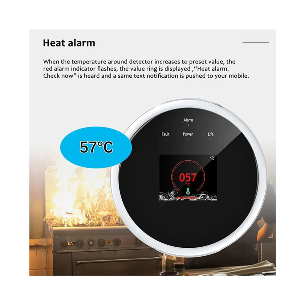 2.4G Wifi Natural Gas Sensor Combustible Lpg Gas Alarm Detector Leakage Sensor Wifi Temperature Detectors Eu Plug 4711793184841
