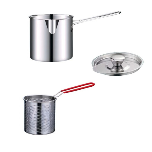 Deep Fryer with Frying Basket Multi-Function Small Pot for Kitchen Use Fried Chicken Cooking Tools
