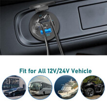 USB C PD-Steckdose 12V Autoladegerät - Wasserdichte Installationsbox mit Schalttafel für Wohnmobil, LKW, Motorrad, Boot