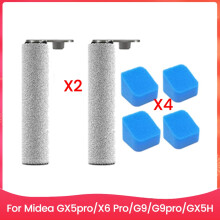 6 Piezas de Repuesto para Aspiradoras de Suelo para Midea GX5pro/X6 Pro/G9/G9pro/GX5H. Accesorios: Rodillo Principal, Cepillo, Filtro y Esponja.