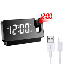 NY HD LED Digital Projektionsklocka Projektion Väckarklocka Temperaturdisplay Heminredning Bordsklocka A
