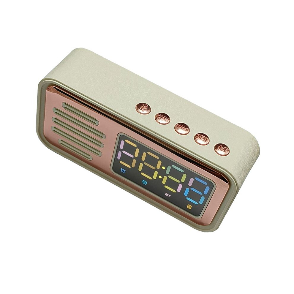Retro Multifunctional Speaker Led Color Digital Display Clock, Alarm Clock Desktop Speaker Gift Beige 4712090025745