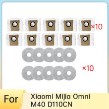 20 St. för Mijia Omni M40 D110CN Dammsugare Tillbehör Sidoborste Moppfilter Dammpåsar