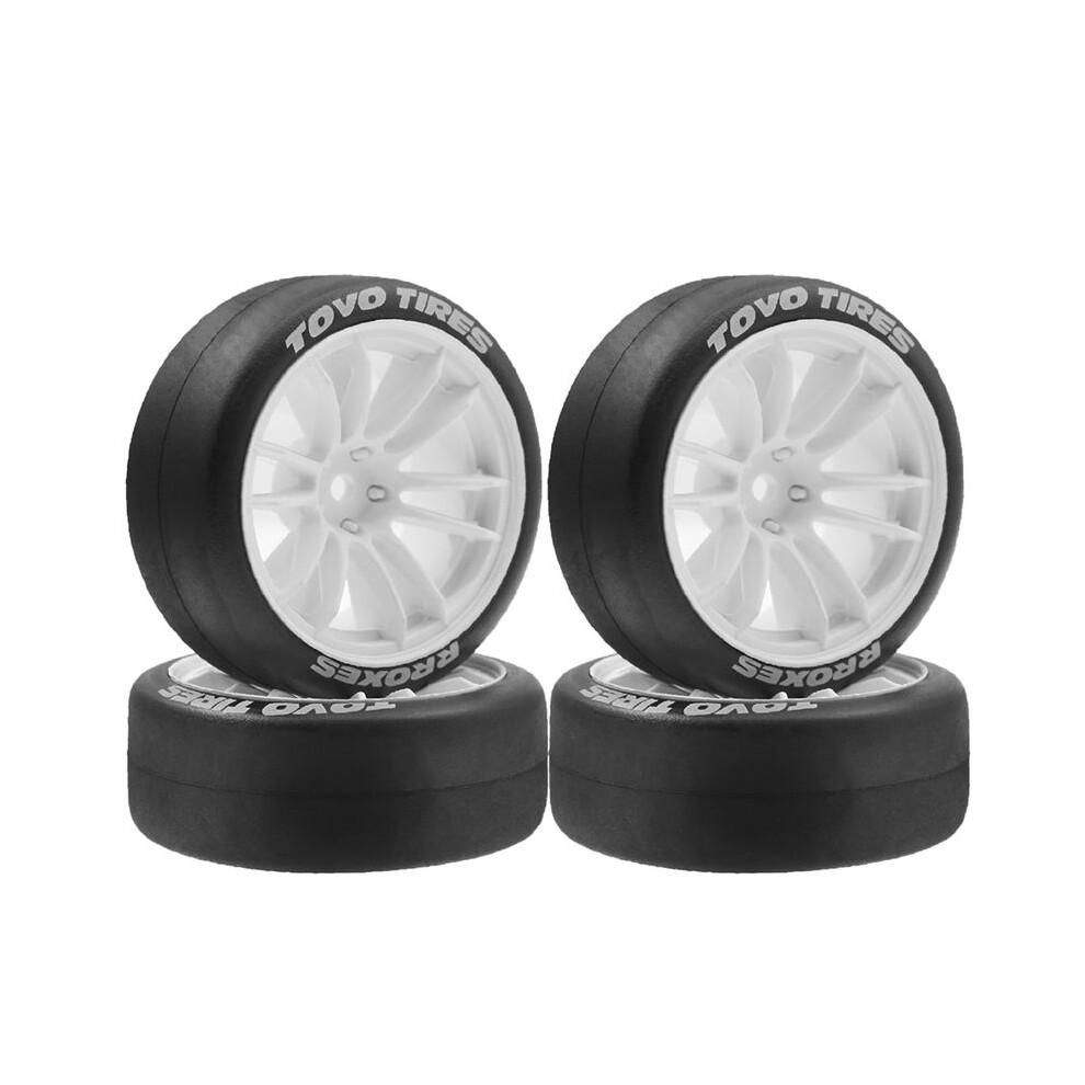 4Pcs 65Mm Hard Drift Tire Wheel For 1/10 Tt01 Tt02 Xv01 Ptg-2 Hpi Hsp Rc Drift Car White 6033763791070