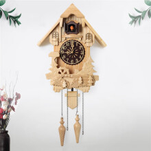 Cuckoo Clock Battery Powered Hand Carved Wooden Wall Clock Model D Retro Pendulum Clock