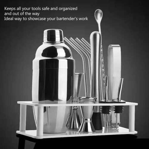 Space-Saving White ABS Bartender Kit Stand for Bar & Home Storage 1