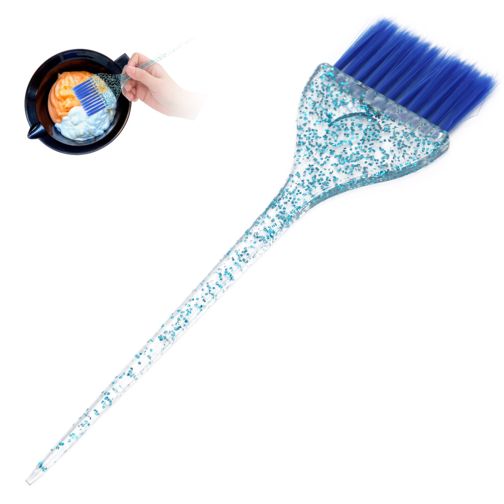Blue ABS Glitter Handle Hair Dye Brush for Salon, Home Use