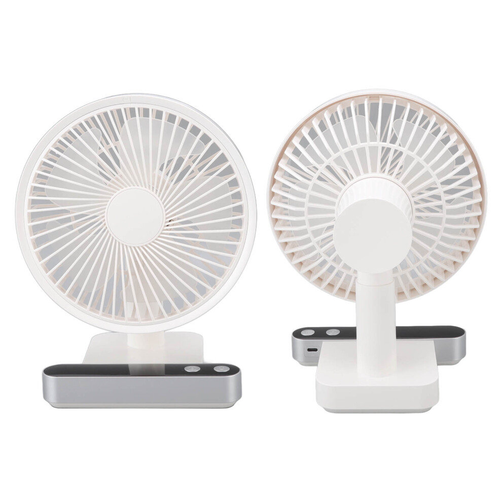 Usb Small Desk Fan 4 Levels, 180 Shake, 5000Mah Battery, Led Display White 7631374568709
