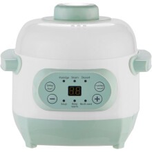 Slow Cooker with Steamer 1L Electric Stew Pot Mini Ceramic Liner 6 Cooking Modes 24H Timer Green For Stew Ramen Pasta