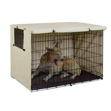 Wasserdichter Hundekäfig-Abdeckung 63,5x50,8x48cm Sonnengeschütztes Tierschutzzelt Beigefarben