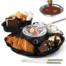 S'mores Maker 280W Electric Marshmallow Roaster With Temperature Control, Chocolate Fondue Set, 10 Accessories