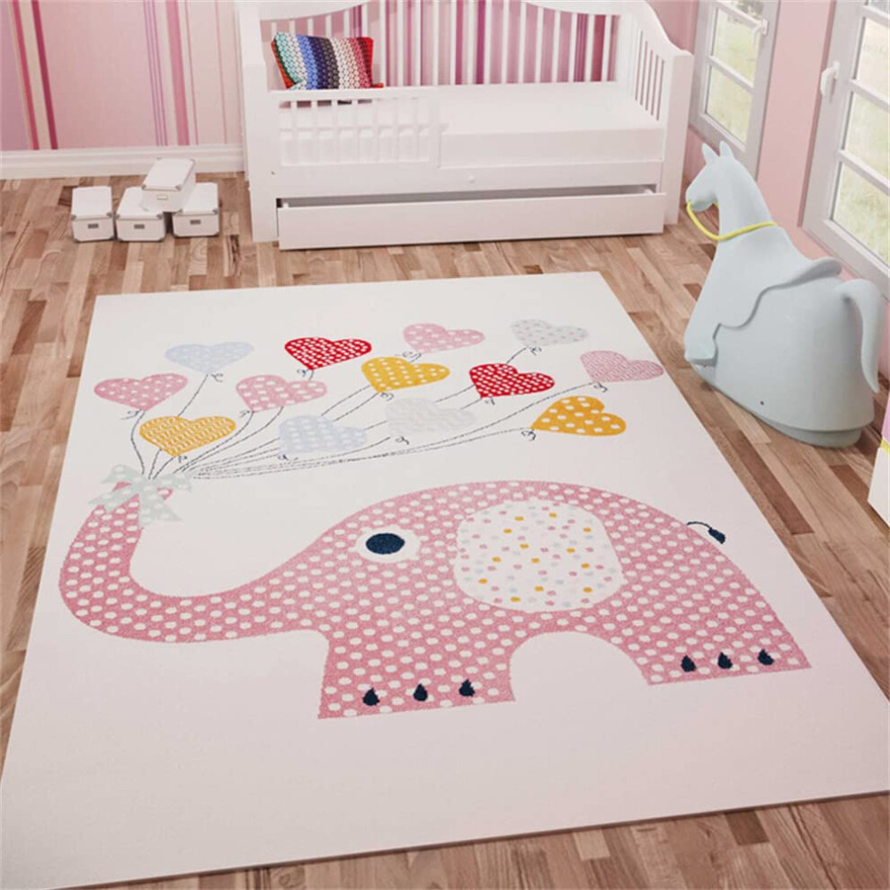 Circle Rug Animal Crawling Play Mat For Children And Toddlers Nonslip 60X90cm Pink