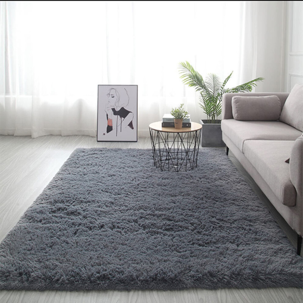 Modern Indoor Area Rug Soft Shaggy Rectangular 80X120cm Antislip Washable Nursery Rug For Kids And Baby Girls Gray