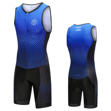 Mens Padded Triathlon Tri Suit Compression Duathlon Running Swimming Cycling Blue 2XL US XLarge