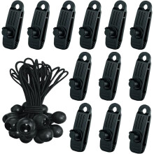 Elastic Rope Tensioners with Tarp Clamps, Special Mouth Design Shark Mouth Unique Design for Awning and Canopy Fastening, Crocodile Mouth Design for