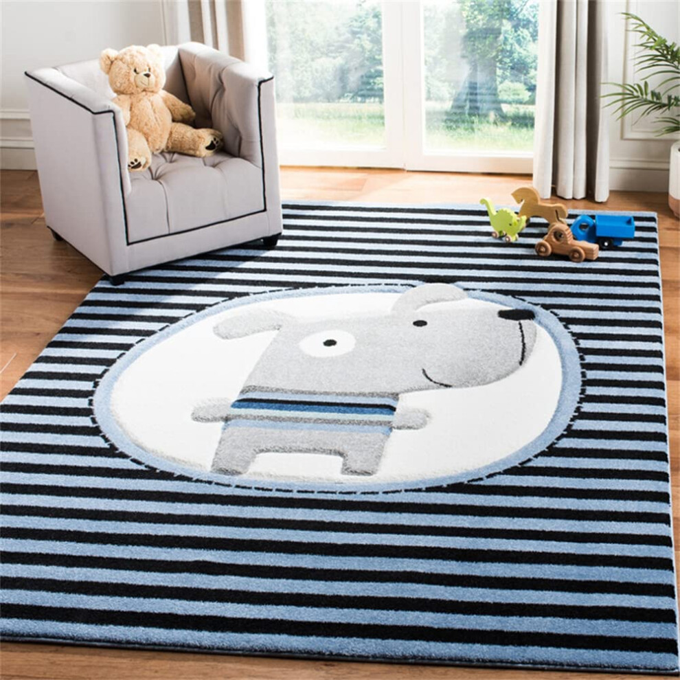 Circle Rug Animal Crawling Play Mat For Kids And Toddlers Nonslip 50X80cm Indoor Living Room Playhouse Area Rug Blue