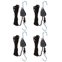 1/8' x 6.6 ft Rope Ratchet Tie Down Straps, 4 Pcs Adjustable Kayak Rope Tie Down for Canoe Bow and Stern, Red, Black