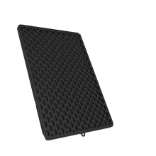Silicone Double Layer Cats Litter Mat Waterproof Detachable Base Foldable Washable For Home Cage Use Black