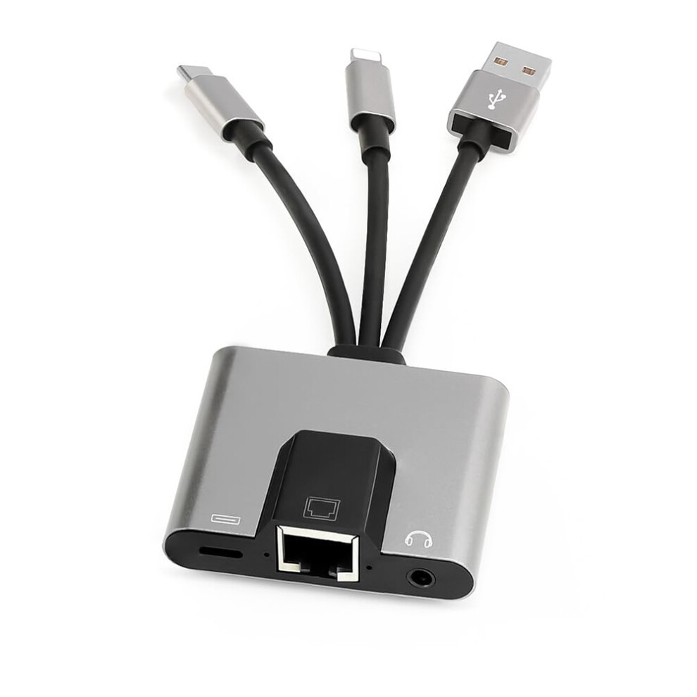 Typec Usb To 3.5Mm Rj45 Adapter Ethernet Lan Hub Usbc Pd Fast Charging Docking Station For Phone And Laptop Audio 9094768768914