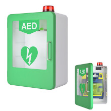 AED Defibrillator Wall Cabinet With Key And Alarm, Wall Mounted Defibrillator Box For Home, Schools, Clubs And Groups