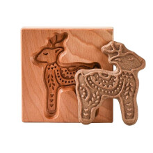 Biscuit Mold Shaping Presser Wooden Cookie Press Deer Shaped Mold Small Deer Design Baking Tool For Biscuits