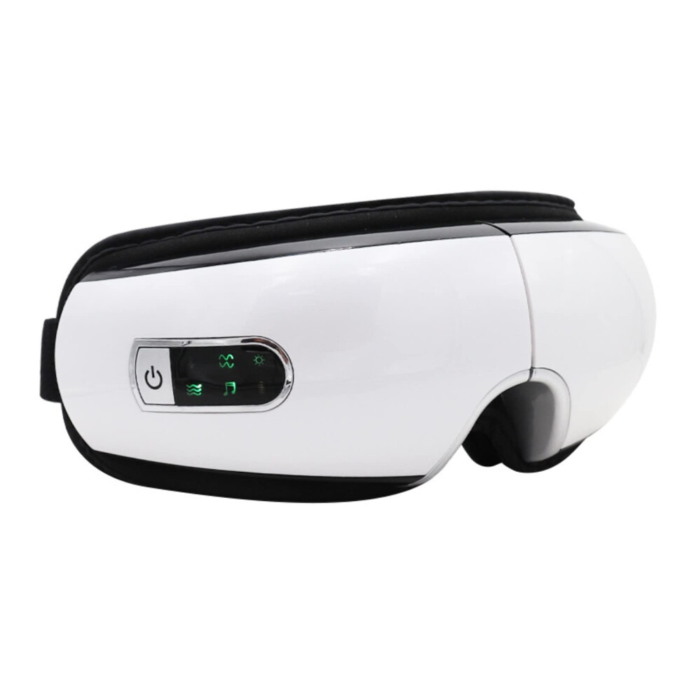 White Eye Massager Mask Glasses Rechargeable With Vibration Shiatsu Air Compression Heat For Migraines Dry Eyes